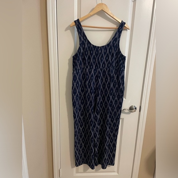 Outerknown Ikat Cropped Wide Leg Jumpsuit Organic Cotton Navy Print Size Medium - Picture 7 of 12
